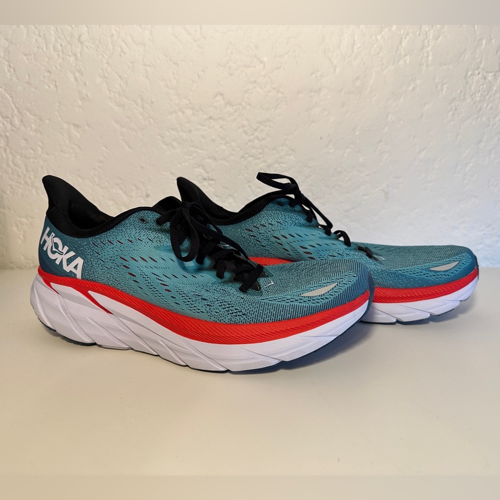 Hoka Clifton 8 Real Teal Aquarelle Running Sneaker
